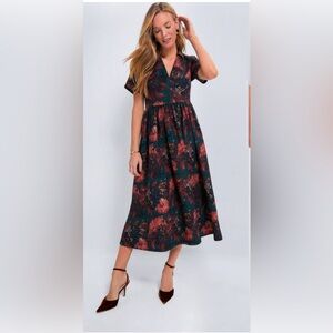 Tuckernuck Persimmon Floral Jacquard Adelaide Dress XXS